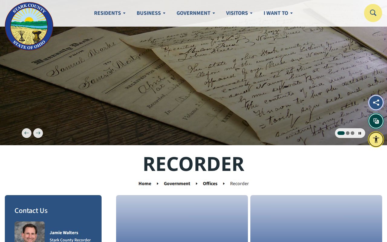 Plain Township city directory record-custody route at Stark County Recorder
